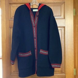 Vintage LL Bean Boiled Wool Long Sweater Coat - L